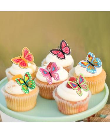 Keaziu 18Pcs Butterfly Cupcake Toppers Cake Party Cake Decorations Mixed Colour for Birthday Wedding Party Wall Decoration Multiple Color Combinations - Buy Online on GoSupps.com