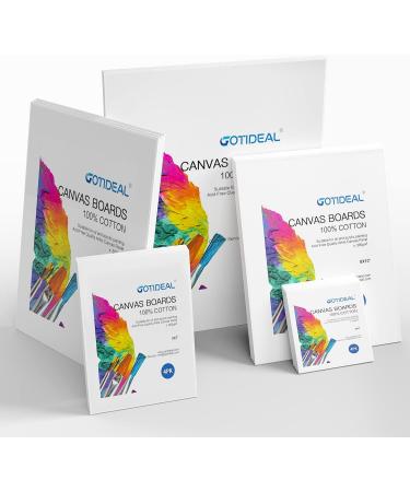 GOTIDEAL Canvases 18 Pack - Variety of Sizes - Primed White Blank Artist Canvas Panels for Acrylic, Oil, Watercolor, Gouache Painting - Buy Online on GoSupps.com