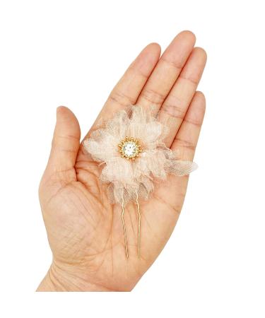 BETITETO Bridal Flower Hair Pins 5 Piece Set | U-Shaped Rhinestone Floral Hair Comb | Wedding Party Accessories (Pink) - Buy Online on GoSupps.com