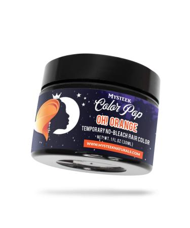 Mysteek Color Pop Temporary Hair Color for Dark Hair or Light Hair Natural Hair Coloring with No Hair Bleach Wash Out Hair Color Mysteek Naturals (1 Fl Oz OH! Orange)