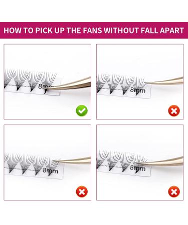 10D Premade Volume Fans Eyelash Extensions - 0.07 Thickness | D Curly | Pointed Base | Middle Stem | 8-14mm - Buy Online on GoSupps.com