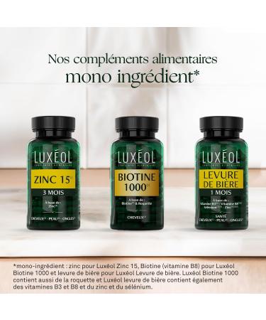 LUX OL - Zinc 15(1) - Dietary Supplement - Maintains Normal Hair & Skin Nails (2) - Provides 15mg of Zinc per Daily Dose - 3 Month Program - Made in France - 90 Capsules - Buy Online on GoSupps.com
