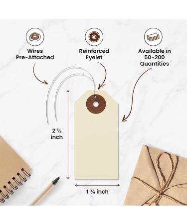 9pt Creme Manila Tag w/Wire Hanger Set of 200 Size #1 - Buy Online on GoSupps.com