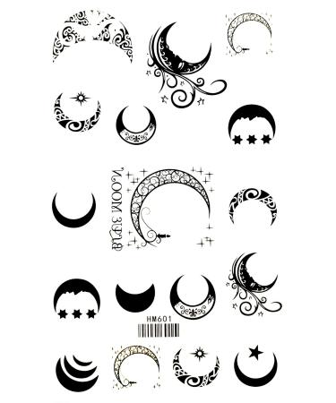 Crescent Moon Moon in Sky Beautiful Cartoon 4X8 in MEGADEE Tattoo Sticker Body Arm Leg Body Art Beauty Makeup Cool Removable Waterproof Tattoo Sticker Great as Happy Gift (Tattoo Sticker 101)