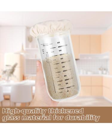PBUSPU Sourdough Kit 730 ml Starter Kit Date Set Fabric Lid Spatula Complete Set for Handmade Bread Making Ideal for Amateur and Professional Bakers - Buy Online on GoSupps.com