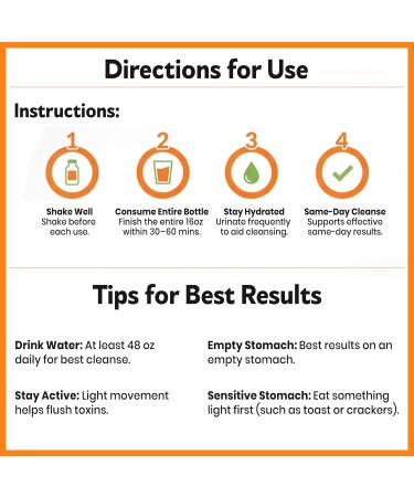 Herbal Clean Qcarbo16 Same-Day Detox Cleanse Drink (16 fl oz) - Orange Flavor Full Body Cleanse* Detox Drink for Moderate Toxin Level* Vitamin B2 and Vitamin B12 for Men & Women - Buy Online on GoSupps.com