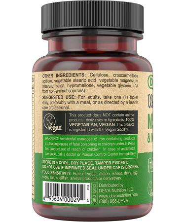 Deva Vegan Multivitamin & Mineral Supplement - Tiny Tablets (90 Ct, 2 Pack) | Plant-Based Nutrients - Buy Online on GoSupps.com