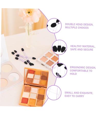 SOESFOUFU 100pcs Eye Shadow Stick Dual Sides Eye Shadow Sponge Eyeliner Brush Eyeshadow Rubber Cotton Black 7.5x0.5cm Black - Buy Online on GoSupps.com