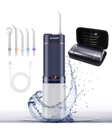 Portable Water Flosser - Water Picks for Teeth Cleaning with 5 Pressure Modes, Over 320ML Removable Water Tank, Type C Rechargeable Oral Irrigator with 5 Jet Tips, Waterproof Travel Case