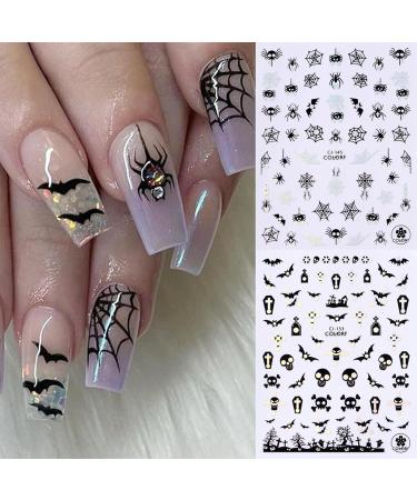 JMEOWIO 9 Sheets Halloween Black Silver Nail Art Stickers Decals Self-Adhesive Nail Supplies Nail Art Design Decoration Accessories - Buy Online on GoSupps.com