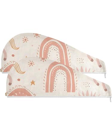 Unicorn Rainbow Stars Hair Towel 2 Pack - Super Absorbent Quick Dry Hair Turbans for Women & Girls - Buy Online on GoSupps.com
