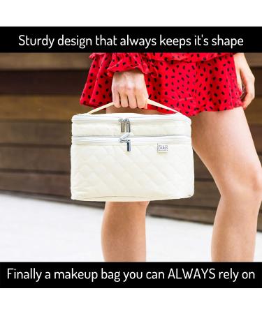 Ellis James Designs Large Cream Travel Makeup Bag for Women - Cosmetic Case & Organizer - Perfect Gift for Women - Travel Toiletry Bag Included - Buy Online on GoSupps.com