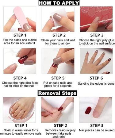 French Tips Press on Nails - Nude & White Acrylic Designs for Women | Stick on Fake Nails for Manicure Decoration - Buy Online on GoSupps.com