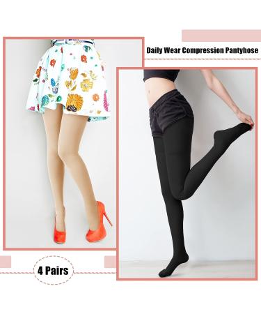4 Pairs Compression Pantyhose 20-30mmHg for Women - Firm Support Stockings for Swelling, Varicose Veins, Edema & Pregnancy - Buy Online on GoSupps.com