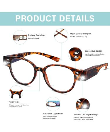 LED Lighted Reading Glasses for Men & Women - Blue Light Blocking +150 Magnifier Eyeglasses | Anti Eyestrain Nighttime Comfort - Buy Online on GoSupps.com