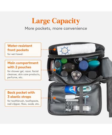 Lifewit Large Black Toiletry Bag for Men | Double Zipper Travel Shaving Dopp Kit | Water-Resistant Organizer for Toiletries and Accessories - Buy Online on GoSupps.com