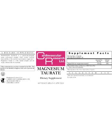 Cardiovascular Research Magnesium Taurate 125 mg New Tamper Resistant Store and Ship Packaging 60 Count 60 Count (Pack of 1) - Buy Online on GoSupps.com