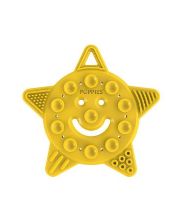 POPPIES Smiley The Star BPA-Free Silicone Suction Cup Teether  Sensory  Bath Toy (Yellow)