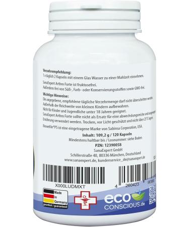 SanaExpert Arthro Forte | NATURAL SUPPORT FOR JOINTS AND BONES | With MSM Glucosamine Sulphate Chondroitin (120 Capsules) 100% Natural Ingredients Made in Germany - Buy Online on GoSupps.com