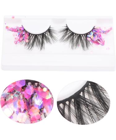 minkissy 1 Pair Fake Eyelashes Color Lashes Extension Glitter Lashes Eyelashes Colorful Rainbow Eyelashes Black Decor False Lashes Glitter False Eyelashes Halloween Fiber 3d Extend - Buy Online on GoSupps.com