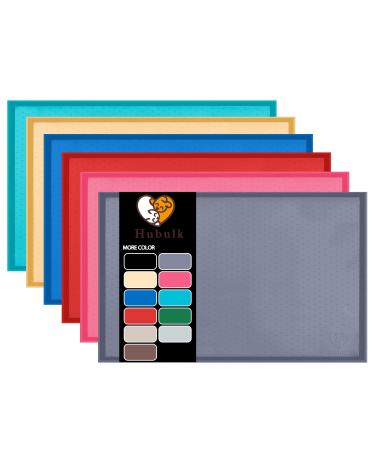Hubulk Dog Feeding Mat,Silicone Pet Food and Water Bowl Placemat,Dishwasher, High Raised Edge to Prevent Spills,Nonslip Waterproof Tray to Stop Messes on Floor 19" x 12" x 0.5" Grey - Buy Online on GoSupps.com