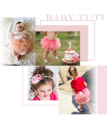 Hoolchean Baby Girls Soft Tutu Skirt & Flower Headband Set + Diaper Cover 6-12 Months - Dusty Pink - Buy Online on GoSupps.com