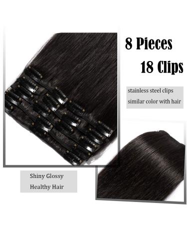 Buy Clip In Extensions - Real Remy Hair 8 Wefts 18 Clips 55cm - #1B Natural Black - 75g - International Shipping - Buy Online on GoSupps.com