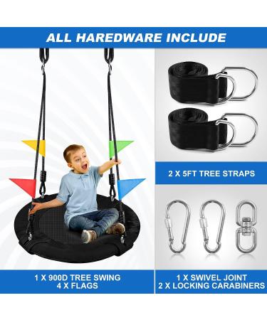 Odoland 24 inch Kids Tree Swing - Small Saucer Swing for Outdoor Play - Durable 900D Oxford Platform - Includes Hanging Ropes and Straps - Easy to Install - Buy Online on GoSupps.com