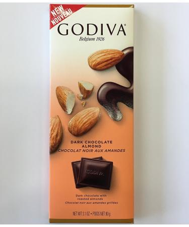 Godiva Dark Chocolate Bar with Almonds 3.1oz (Pack of 5)
