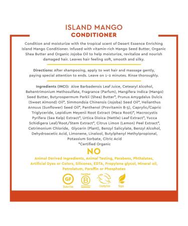 Desert Essence Island Mango Shampoo & Conditioner Bundle - 8 Fl Oz - Enriched with Shea Butter & Jojoba Oil - For Smooth, Silky, and Healthy Hair - Buy Online on GoSupps.com
