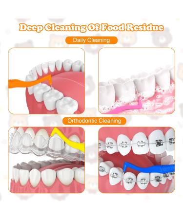 SKHAOVS 50-Piece Short Handle Interdental Brushes for Teeth & Gums | Non-Slip Handle, Dental Floss Brush for Braces Cleaning | Oral Care Dental Tools (5 Colors) - Buy Online on GoSupps.com