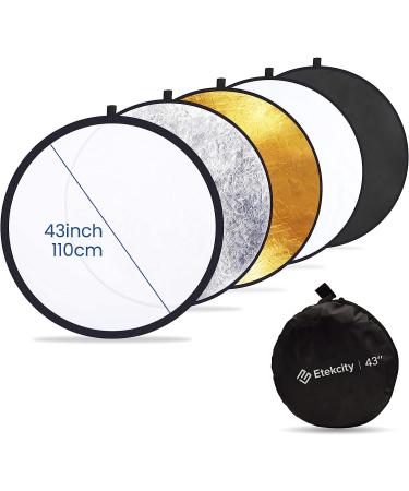 Etekcity Reflector Photography 43" (110cm) 5-in-1 Light Reflectors for Photography Multi-Disc Photo Reflector Collapsible with Bag - Translucent  Silver  Gold  White and Black 43 Inch - Buy Online on GoSupps.com
