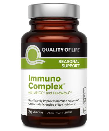Quality of Life Immuno Complex Includes AHCC Mushroom Extract Vitamin C Vitamin D3 Copper Zinc 30 Count (Pack of 1)