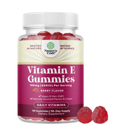 Natures Craft Vitamin E Gummies for Skin Care - High-Potency Vitamin E 400 IU Skin Supplement - Delicious & Easy-to-Take Supplement Promote Health Immune Support & Cellular Protection (1 Month) 90 Count (Pack of 1)