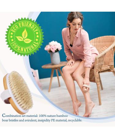 Natural Bristle Dry Brush for Skin Massage and Exfoliation | Lymphatic Drainage and Cellulite Removal | Body Scrubber for Back, Underarms, Legs, and Feet - Buy Online on GoSupps.com