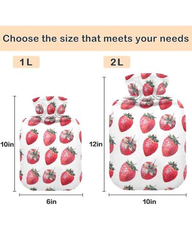 Naanle Sweet Strawberry 2L Hot Water Bottle - Transparent Large Heat Bottle for Bed Hands Feet - Pain Relief & Cold Therapy - Buy Online on GoSupps.com