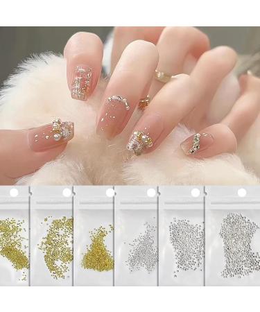 FEIlei Mini Beads Nail Charms Nail Gems Gold Silver Nail Art Studs Nail Art Decorations - Buy Online on GoSupps.com