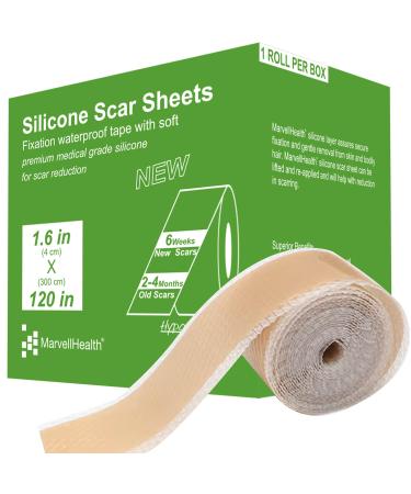 Silicone Scar Sheets 1.6 x120 Medical Grade Silicone Scar Tape Reusable Away Scar Treatment Scar Removal Strips for Keloid C-Section Surgery Burn Acne 1.6x120