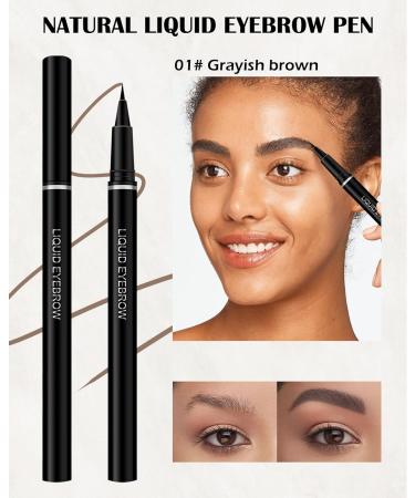 Eyebrow Pencil Grayish Brown Brow Pencil with Ultra-Fine 0.01mm Brush-Tip Multifunctional Liquid Eyeliner & Eyebrow Pen Waterproof Sweat-Proof Long-lasting Quick Drying with Brow Tool & Brush-01# #01 Grayish Brown - Buy Online on GoSupps.com