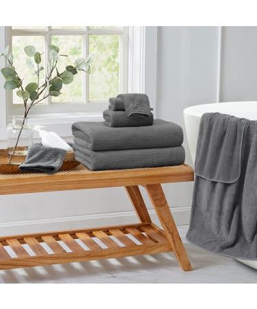 Premium Grey Microfiber Washcloths Set 13x13 - Quick Dry & Highly Absorbent for Bathroom, Hotel, Spa - 4 Pack - Buy Online on GoSupps.com