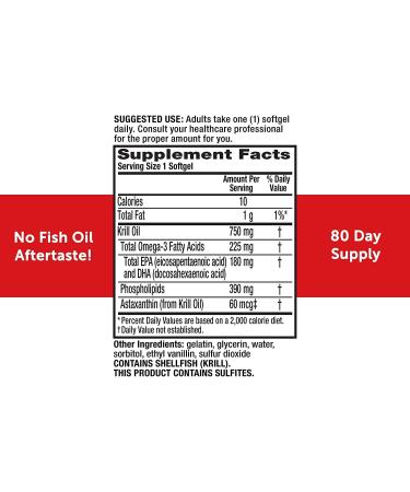 MEGARED Ultra Strength Krill Oil Omega 3 Supplement - 750mg EPA & DHA + Antioxidant Astaxanthin - 80 Softgels (Pack of 2) - Heart Health Support - No Fishy Aftertaste - Buy Online on GoSupps.com