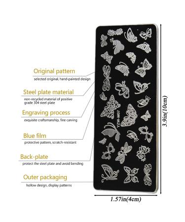 7 Pcs Nail Stamping Plates Set with Lace Flower Butterfly Designs - Nail Art Stamper and Scraper Bundle for Creative Nails - Buy Online on GoSupps.com