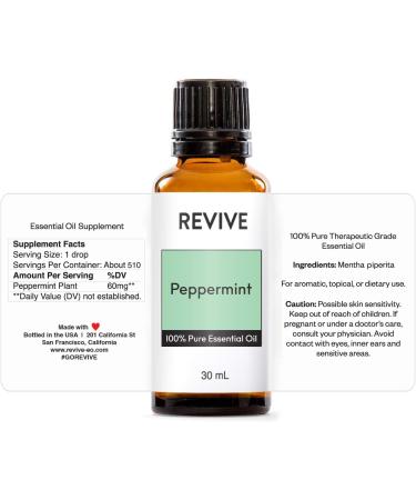 Buy 100% Pure Peppermint Essential Oil 30mL | Revive - Therapeutic Grade for Diffuser Aromatherapy Massage & Skin Care - Buy Online on GoSupps.com