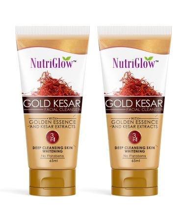 Nutriglow Gold Kesar Face Wash for Deep Cleansing and Radiant Skin Tan Removal Skin Tightening Non Foaming Face Wash All Skin Types Sulphate Free 65 Ml Each Pack of 2