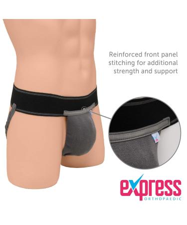 Express Orthopaedic Scrotal Support - Small Black/Grey Jockstrap for Hernia, Hydrocele, Post Surgery & Sports - Buy Online on GoSupps.com