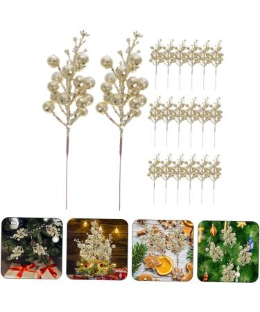 ABOOFAN 20pcs Christmas Imitation Berries Wreath Flower Garland Decor Christmas Berries Simulation Berries Branch Artificial Berry Branches Xmas Berries Christmas Tree Foam Accessories Golden 19X5X5CM - Buy Online on GoSupps.com