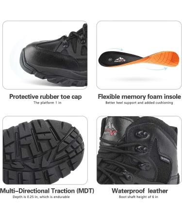 NORTIV 8 Men's Lightweight Military Tactical Work Boots - Mid Ankle Outdoor Combat Boots (Size 8.5, Black) - Buy Online on GoSupps.com