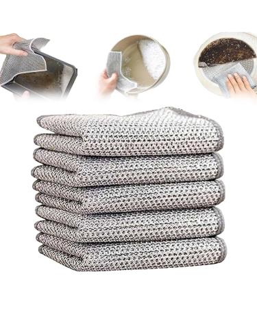 Realisticm Double Stainless Steel Scrubber Graceiful Double Stainless Steel Scrubber Double Sided Silver Wire Dishcloth for Pans Dishes Stove (5PCS)