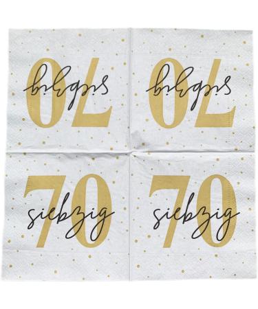 20 Premium 33x33 cm Napkins for 70th Birthday - Elegant White Gold & Black Design - Perfect for International Shipping - Buy Online on GoSupps.com
