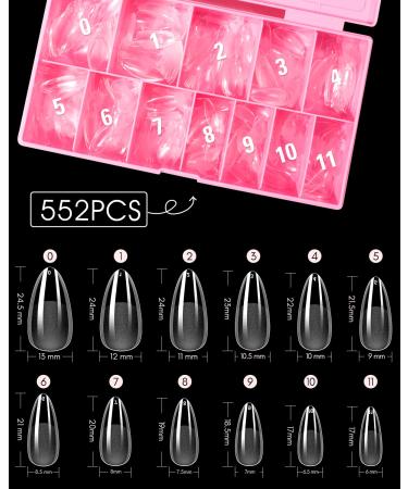 CHUCHU Almond Nail Tips - 552Pcs Medium Almond Soak Off False Nail Tips for Nail Extension and Art | Pre-buff Clear with Box - Home DIY Nail Salon - Buy Online on GoSupps.com